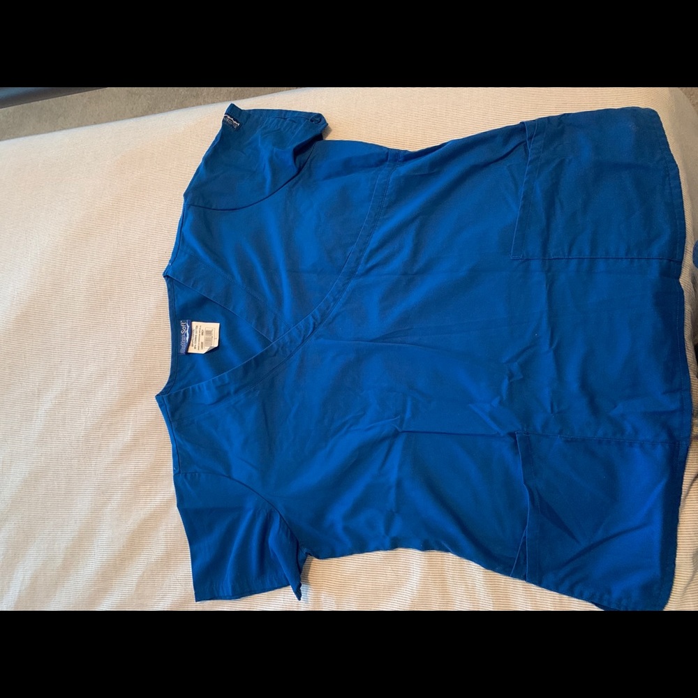 Butter Soft Blue Scrub Top